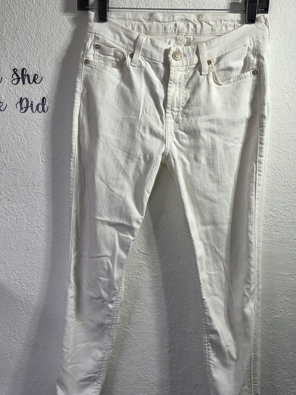 7 For All Mankind White Skinny Jeans Premium Denim Size 25 US XS 0